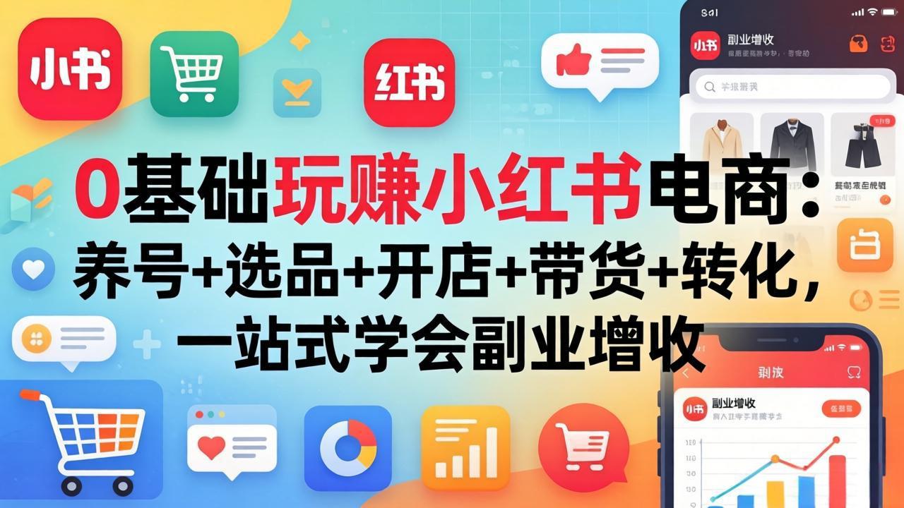 0基础玩赚小红书电商:养号+选品+开店+带货+转化,一站式学会副业增收-云网创