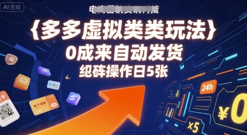 多多虚拟类目玩法,0成本全自动发货,矩阵操作日5张-星云网创