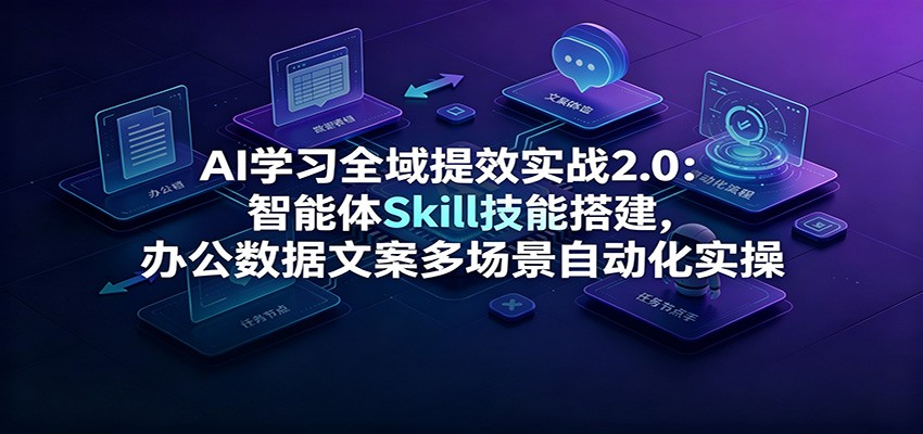 AI学习全域提效实战2.0：智能体Skill技能搭建，办公数据文案多场景自动化实操-星云网创