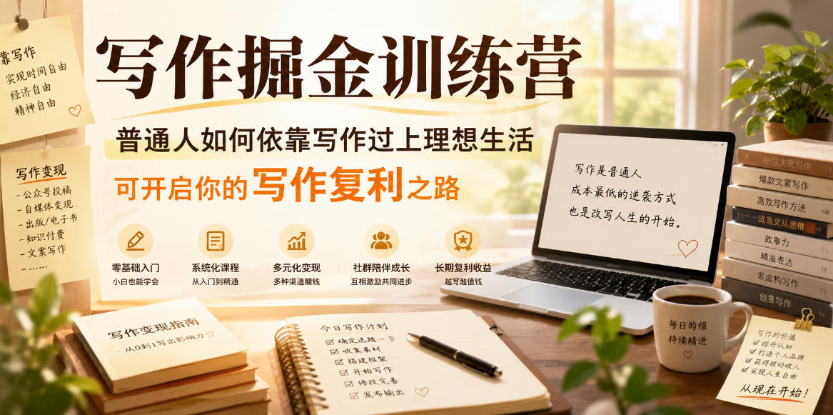写作掘金训练营，普通人如何依靠写作过上理想生活，可开启你的写作复利之路(更新6月)-星云网创