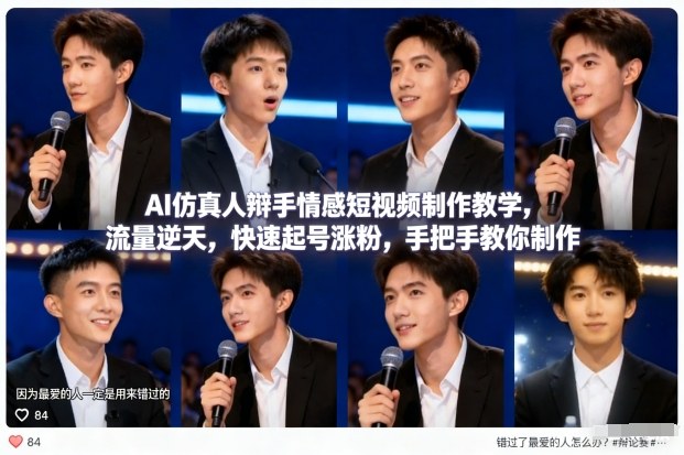 AI仿真人辩手情感短视频制作教学，流量逆天，快速起号涨粉，手把手教你制作-星云网创