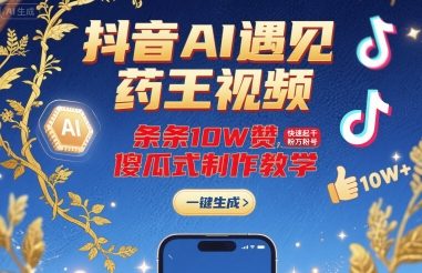 抖音AI遇见药王视频，条条10W赞，快速起千粉万粉号，傻瓜式制作教学-星云网创