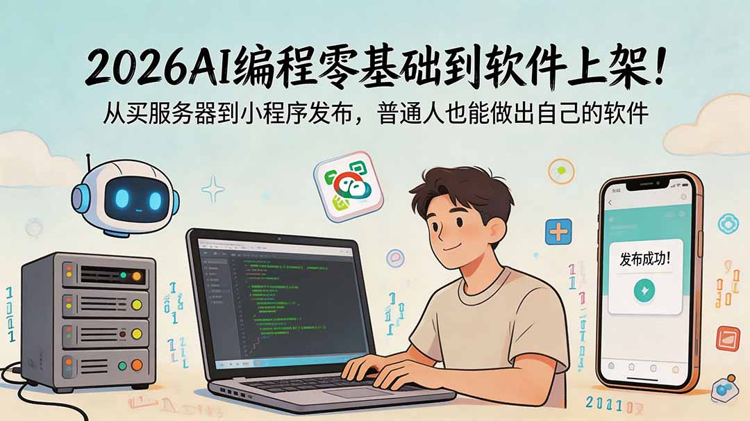 2026AI编程零基础到软件上架！从买服务器到小程序发布，普通人也能做出自己的软件-星云网创
