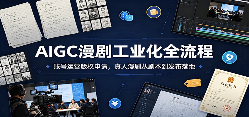 AIGC漫剧工业化全流程：账号运营版权申请，真人漫剧从剧本到发布落地-星云网创