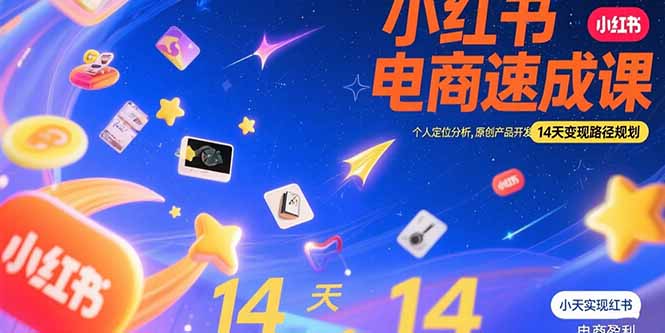 小红书虚拟电商速成课：个人定位分析，原创产品开发，14天变现路径规划-星云网创