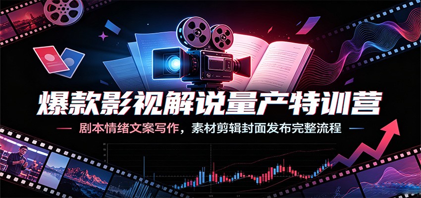 爆款影视解说量产特训营：剧本情绪文案写作，素材剪辑封面发布完整流程-星云网创