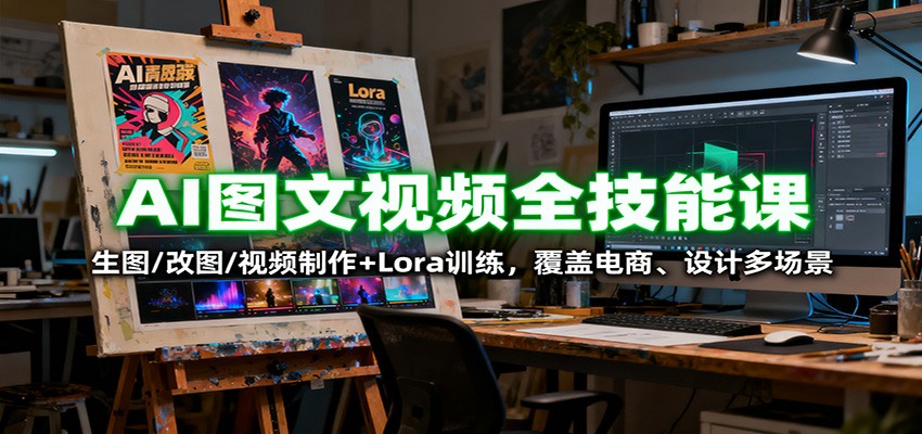 AI图文视频全技能课：生图/改图/视频制作+Lora训练，覆盖电商 、设计多场景-星云网创