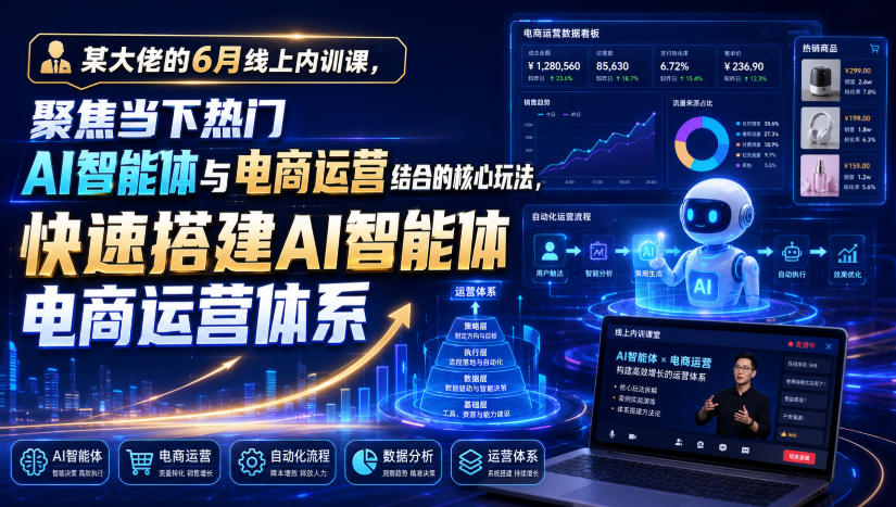 某大佬的6月线上内训课，聚焦当下热门AI智能体与电商运营结合的核心玩法，快速搭建AI智能体电商运营体系-星云网创