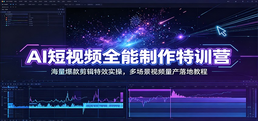 AI短视频全能制作特训营：海量爆款剪辑特效实操，多场景视频量产落地教程-星云网创