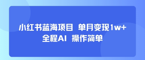 小红书蓝海项目 单月变现1w+ 全程AI 操作简单-星云网创