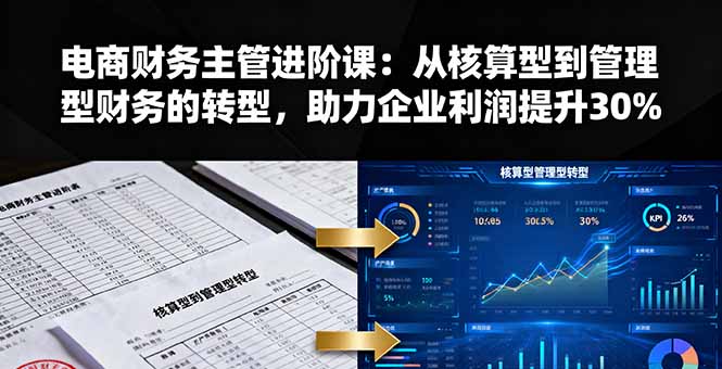 电商财务主管进阶课：从核算型到管理型财务的转型，助力企业利润提升30%-星云网创