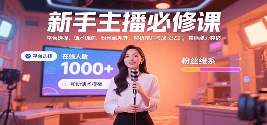 新手主播必修课：平台选择、话术训练、粉丝维系等，解析禁忌与成长法则，突破直播能力-柚子轻创