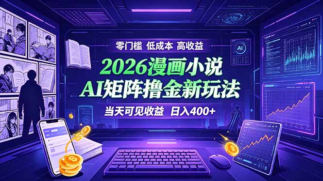 爆款小说漫画大阅读 ai矩阵操作 当天可见收益 日入400+ 零门槛 高收益-星云网创