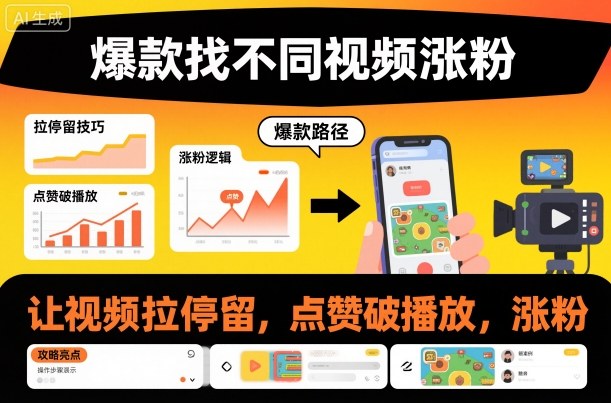 爆款找不同视频涨粉，让视频拉停留，实现点赞，破播放，涨粉-星云网创