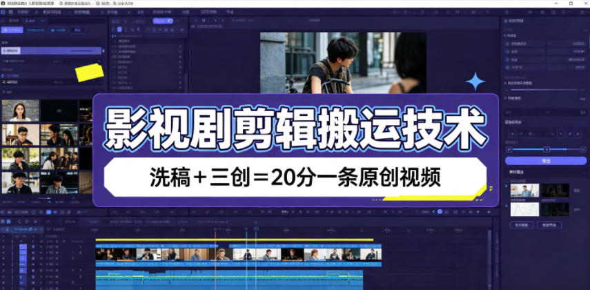 影视剧剪辑搬运技术，洗稿+三创=20分一条原创视频-星云网创