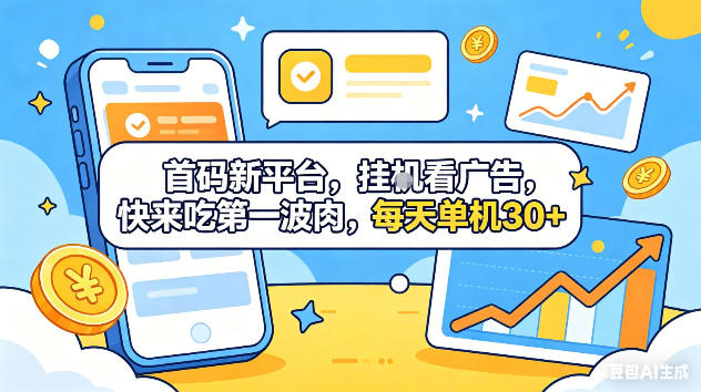 首码新平台，挂G自动看广告，快来吃第一波肉，每天单机30+，可矩阵放大【揭秘】-星云网创