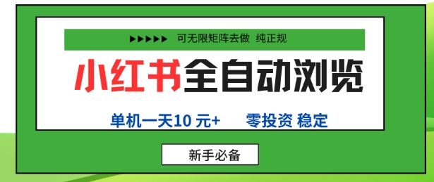 小红书全自动浏览项目，零投资，全程手机去跑，单账号一天10米+，可无限矩阵去做【揭秘】-星云网创