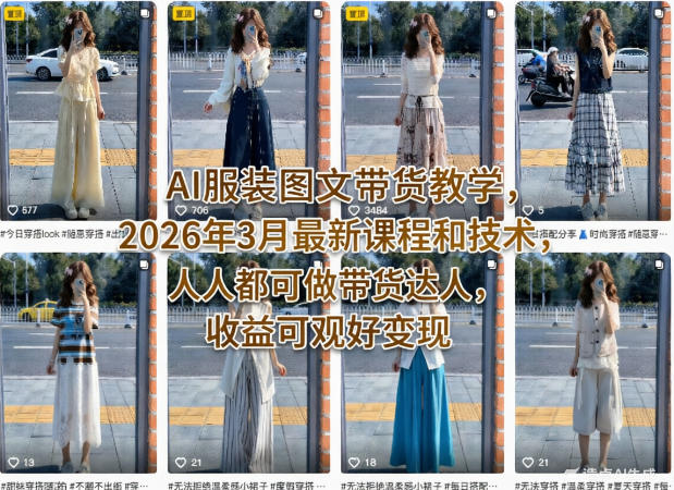 AI服装图文带货教学，2026年3月最新课程和技术，人人都可做带货达人，收益可观好变现-星云网创