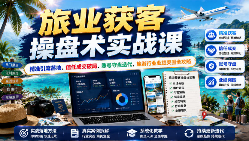 旅业获客操盘术实战课｜精准引流落地、信任成交破局、账号守盘迭代、旅游行业业绩突围全攻略-星云网创