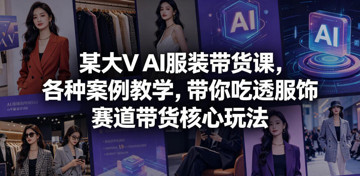 某大V AI服装带货课，各种案例教学，带你吃透服饰赛道带货核心玩法-星云网创