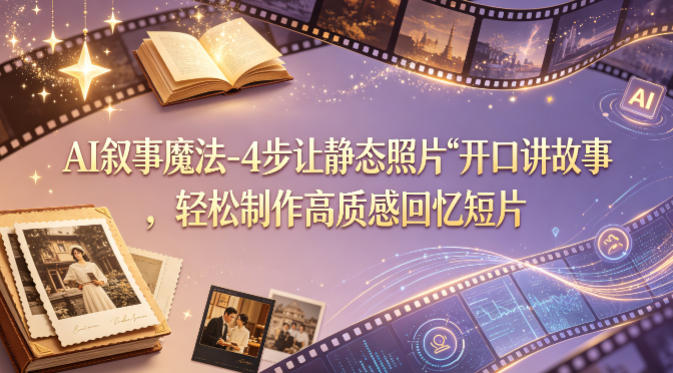 AI叙事魔法-4步让静态照片“开口讲故事”，轻松制作高质感回忆短片-星云网创