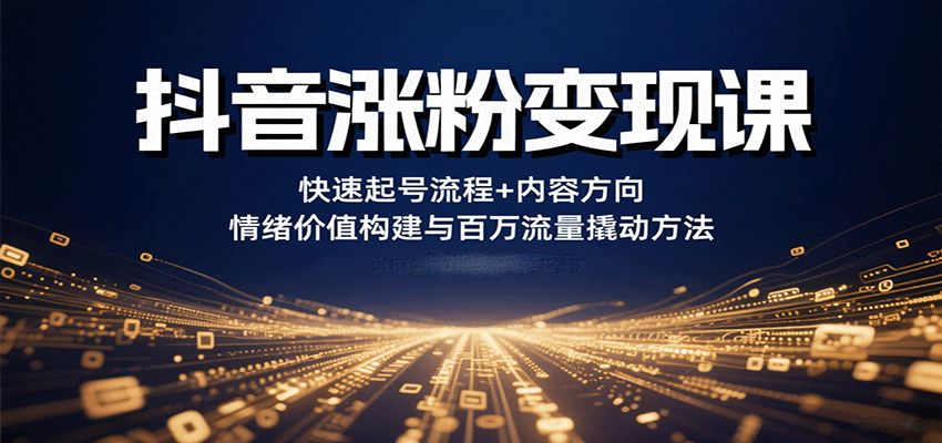 抖音涨粉变现课，快速起号流程+内容方向+情绪价值构建与百万流量撬动方法-星云网创