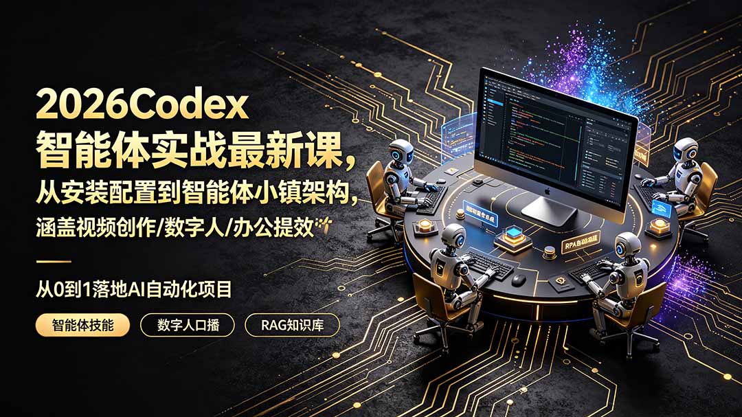 2026Codex智能体实战最新课，从安装配置到智能体小镇架构，涵盖视频创作/数字人/办公提效全技能-星云网创