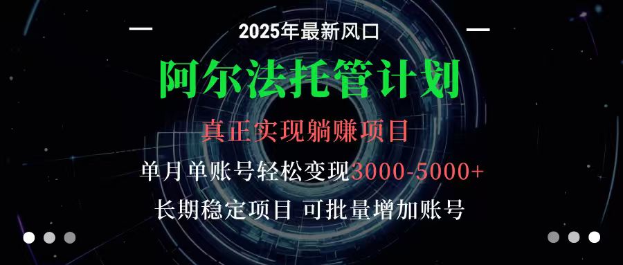 阿尔法托管计划 单账号月入3000-5000，长期稳定项目，新手小白轻松上手-星云网创
