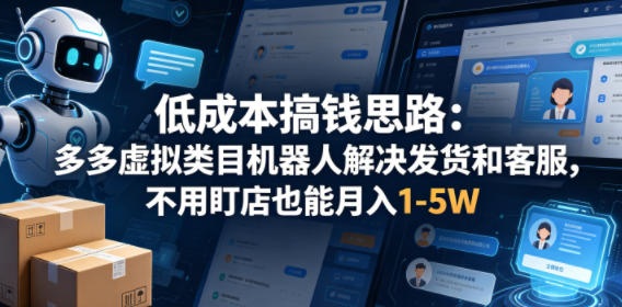 低成本搞钱思路：多多虚拟类目机器人解决发货和客服，不用盯店也能月入1-5W【揭秘】-星云网创