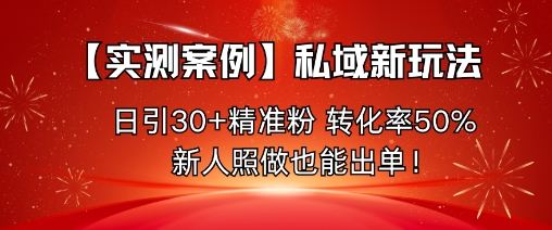 【实测案例】私域新玩法，日引30+精准粉，转化率50%，新人照做也能出单！-星云网创
