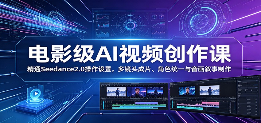 电影级AI视频创作课：精通Seedance2.0操作设置，多镜头成片、角色统一与音画叙事制作-星云网创