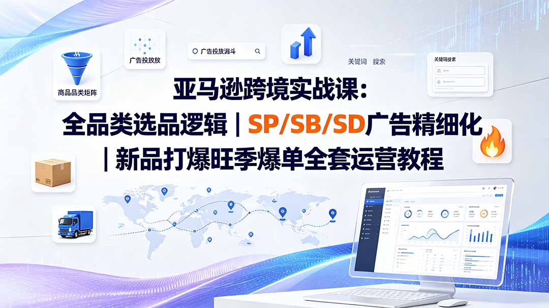 亚马逊跨境实战课-更新：全品类选品逻辑｜SP/SB/SD广告精细化｜新品打爆旺季爆单全套运营教程-星云网创
