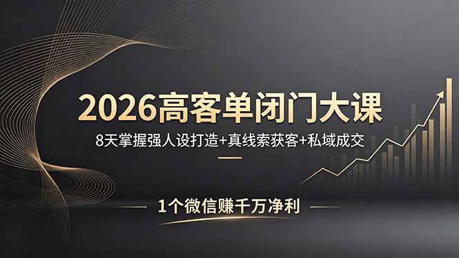 2026高客单闭门大课，8 天掌握强人设打造 + 真线索获客 + 私域成交，1 个微信赚千万净利-星云网创