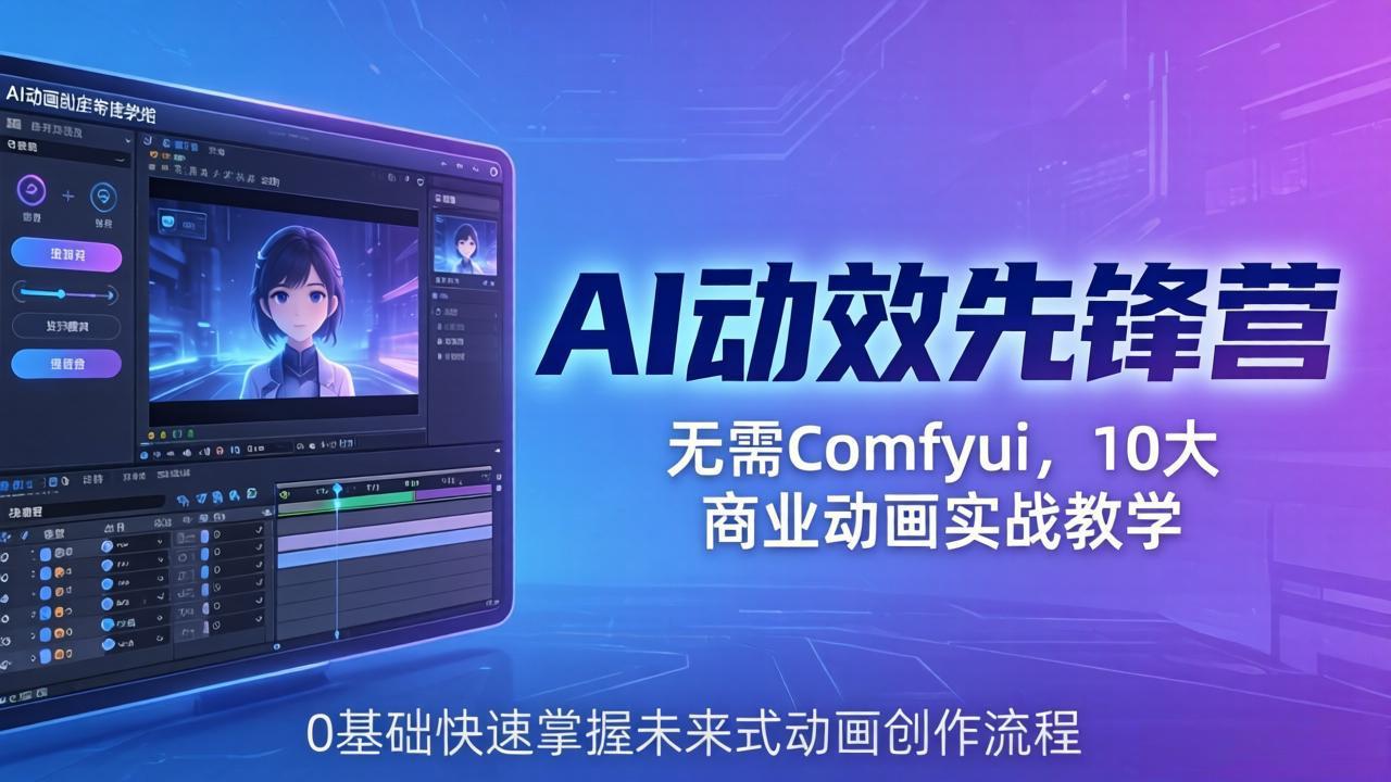 AI 动效先锋营：无需Comfyui，10大商业动画实战教学，0基础快速掌握未来式动画创作流程-星云网创