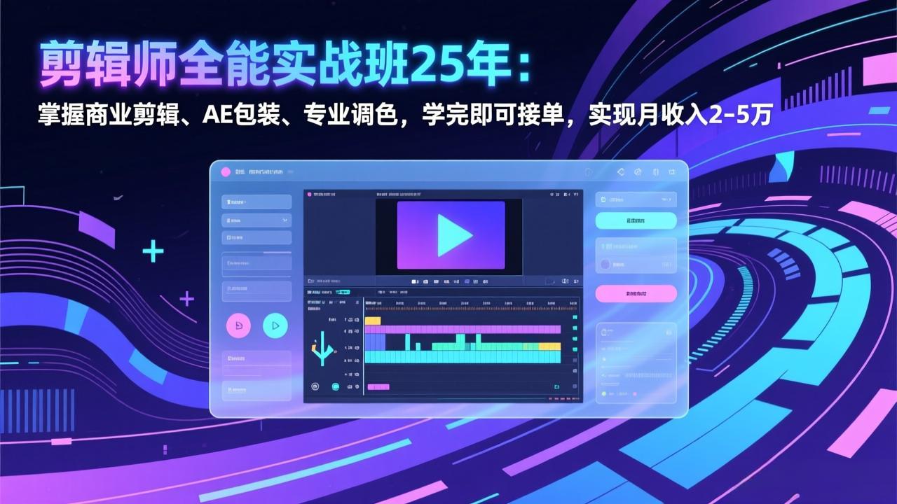 剪辑师全能实战班25年:掌握商业剪辑、AE包装、专业调色,学完即可接单,实现月收入2-5万-云网创