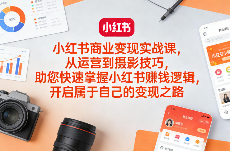 小红书商业变现实战课，从运营到摄影技巧，助您快速掌握小红书賺钱逻辑，开启属于自己的变现之路-星云网创