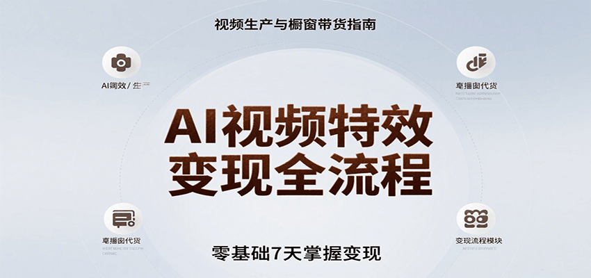 AI视频特效变现全流程，零基础7天掌握视频生产到橱窗带货变现-星云网创