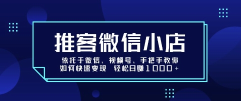 推客微信小店依托于微信、视频号，手把手教你如何快速变现 轻松日入1k+【揭秘】-星云网创