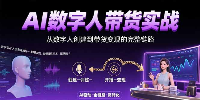 AI数字人+带货实战：从数字人创建到带货变现的完整链路-星云网创