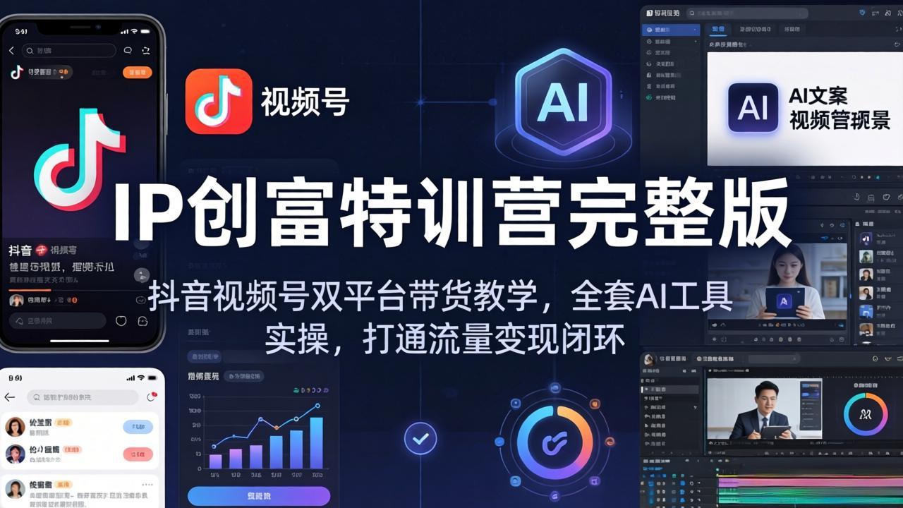 IP创富特训营完整版：抖音视频号双平台带货教学，全套AI工具实操，打通流量变现闭环-星云网创