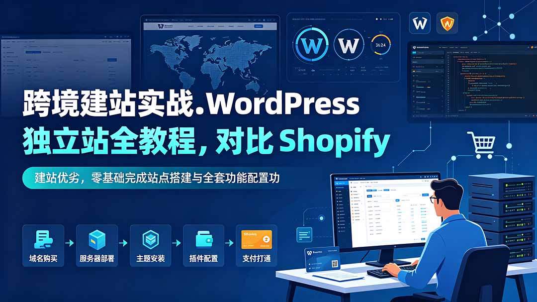 跨境建站实战：WordPress 独立站全教程，对比 Shopify 建站优劣，零基础完成站点搭建与全套功能配置-星云网创