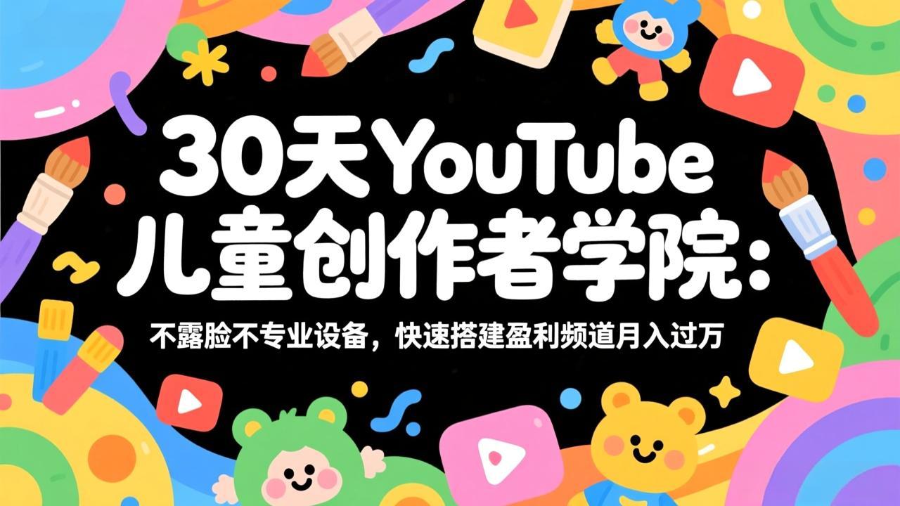 30天YouTube儿童创作者学院：不露脸不专业设备，快速搭建盈利频道月入过万-星云网创