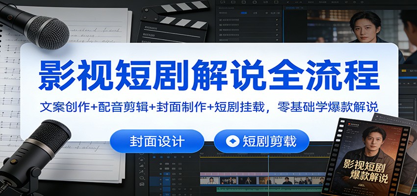 影视短剧解说全流程：文案创作+配音剪辑+封面制作+短剧挂载，零基础学爆款解说-星云网创