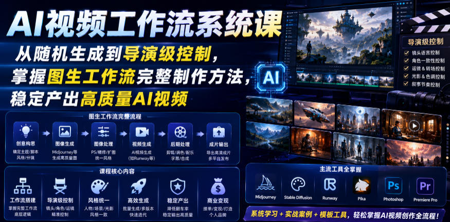 AI视频工作流系统课，从随机生成到导演级控制，掌握图生工作流完整制作方法，稳定产出高质量AI视频-星云网创