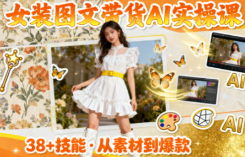 女装图文带货的AI实操课，覆盖38个实用技能，快速提升素材制作效率-我要项目网