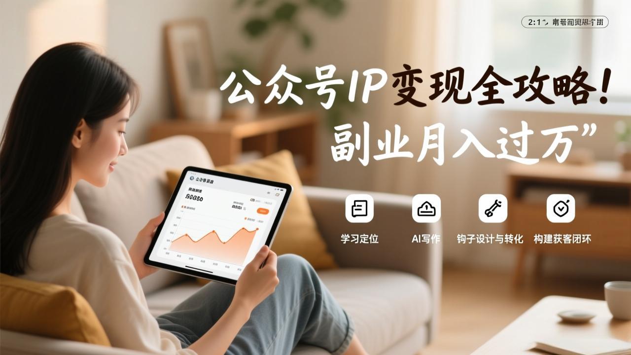 公众号IP变现全攻略，学习定位、AI写作、钩子设计与转化，构建获客闭环，副业月入过万-云网创