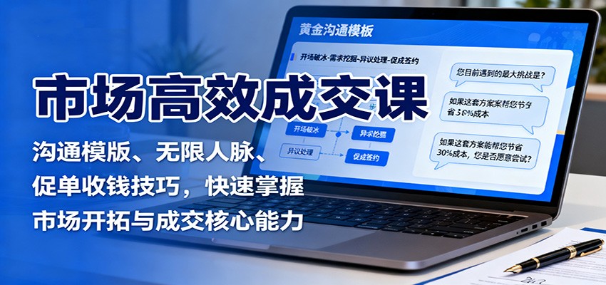 市场高效成交课：沟通模版、无限人脉、促单收钱技巧，快速掌握市场开拓与成交核心能力-我要项目网