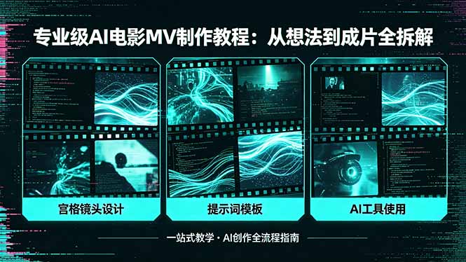专业级AI电影MV制作教程，从想法到成片全拆解，宫格镜头+提示词模板+AI工具一站式教学-星云网创