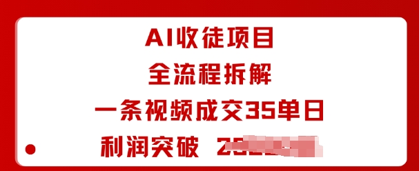 AI收徒项目全流程拆解一条视频成交35单日利润突破1k+-柚子轻创