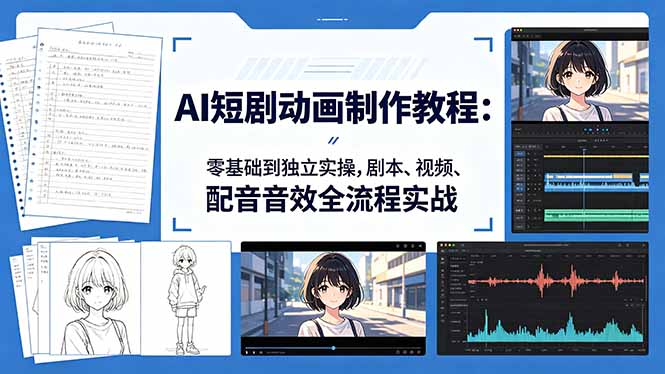 AI短剧动画制作教程：零基础到独立实操，剧本、视频、配音音效全流程实战-星云网创